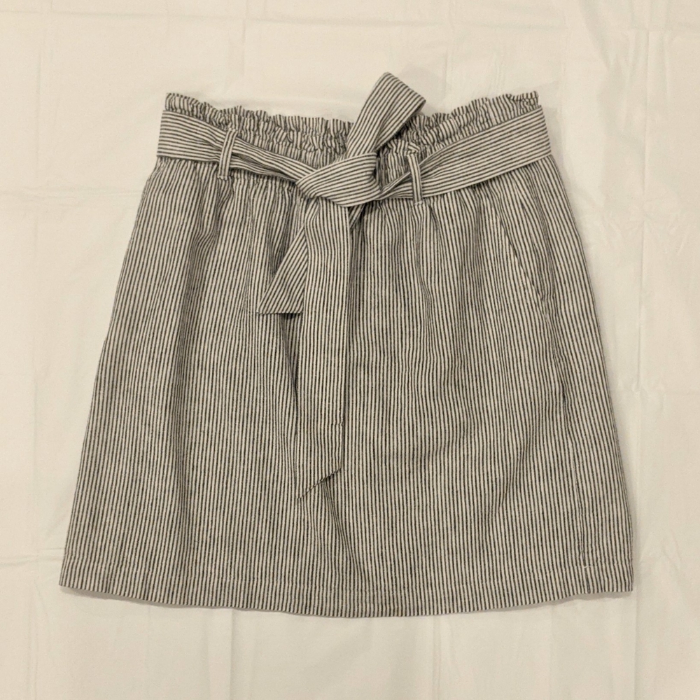 J. Crew Black and White Striped Mini Skirt